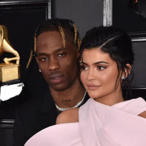 Kylie Jenner et Travis Scott assistant à la 61e édition des Grammy Awards au Staples Center à Los Angeles, le 10 février 2019. Lionel Hahn/ABACAPRESS.COM