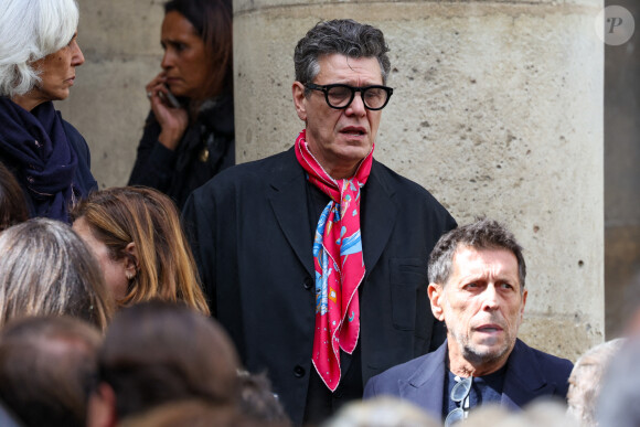 Marc Lavoine, Pascal Duchène - Sorties des obsèques du prince Jean-Stanislas Poniatowski en l'Eglise polonaise à Paris, France, le 29 avril 2024. © Jacovides-Moreau/Bestimage