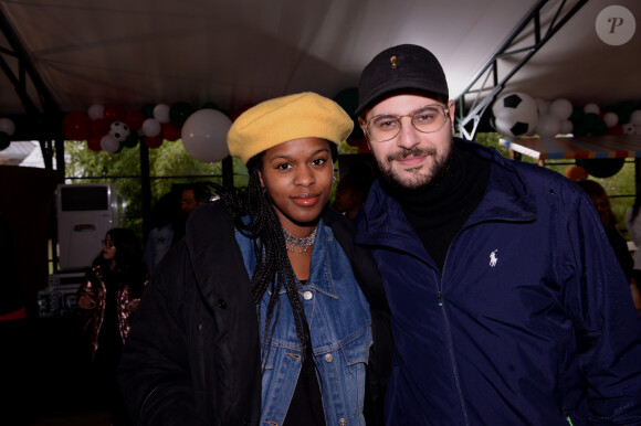 Exclusif - Fadily Camara et Hakim Jemili au premier goûter des étoiles au profit de l'association AMSAK à l'Orangerie au Jardin d'acclimatation à Paris, France, le 1er mars 2020.  © Rachid Bellak/Bestimage 