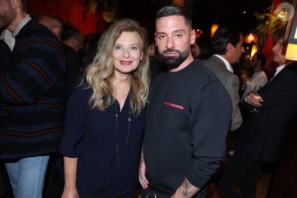 Hugo Manos et Valerie Trierweiler lors de la soirée de Sylvie Tellier pour son 46e anniversaire mais aussi le lancement de son livre "Couronne et préjugés", organisée par Five Eyes Production au Buddha Bar à Paris, le 28 mai 2024. Photo by Jerome Dominé/ABACAPRESS.COM