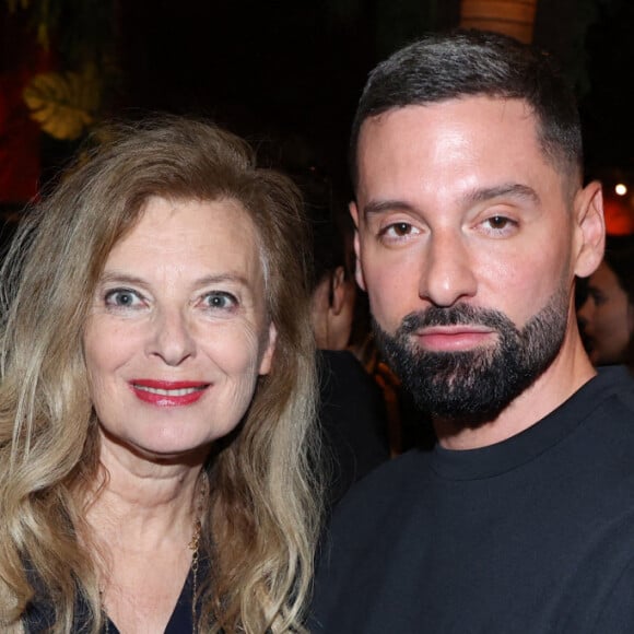 Hugo Manos et Valerie Trierweiler lors de la soirée de Sylvie Tellier pour son 46e anniversaire mais aussi le lancement de son livre "Couronne et préjugés", organisée par Five Eyes Production au Buddha Bar à Paris, le 28 mai 2024. Photo by Jerome Dominé/ABACAPRESS.COM