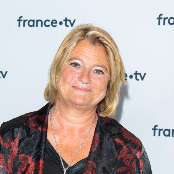 Marina Carrère d'Encausse lors du photocall dans le cadre de la conférence de presse de France Télévisions au Pavillon Gabriel à Paris, France, le 24 août 2021. © Pierre Perusseau/Bestimage 