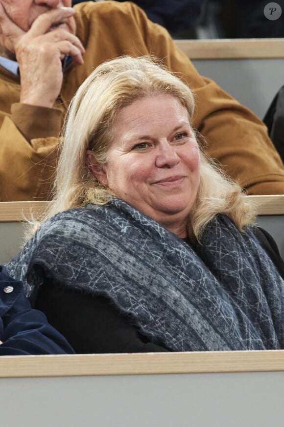 Caroline Mangez dans les tribunes des Internationaux de France de tennis de Roland Garros 2024 à Paris, France, le 31 mai 2024. © Jacovides-Moreau/bestimage 