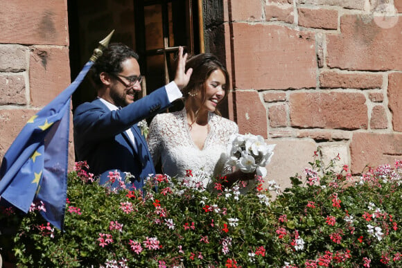 Mariage de Thomas Hollande et de la journaliste Emilie Broussouloux l'église de Meyssac en Corrèze, près de Brive, ville d'Emiie. Le 8 Septembre 2018. © Patrick Bernard-Guillaume Collet / Bestimage  