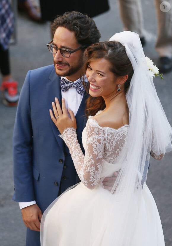 Mariage de Thomas Hollande et de la journaliste Emilie Broussouloux l'église de Meyssac en Corrèze, près de Brive, ville d'Emiie. Le 8 Septembre 2018. © Patrick Bernard-Guillaume Collet / Bestimage  