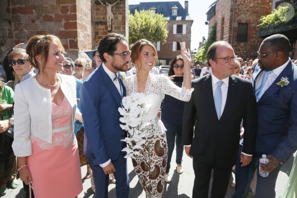 François Hollande, Ségolène Royal - Mariage de Thomas Hollande et de la journaliste Emilie Broussouloux à la mairie à Meyssac en Corrèze près de Brive, ville d'Emiie. Le 8 Septembre 2018. © Patrick Bernard-Guillaume Collet / Bestimage  