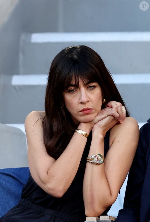 Nolwenn Leroy et son compagnon Arnaud Clément - Célébrités dans les tribunes des Internationaux de France de tennis de Roland Garros 2024 à Paris le 7 juin 2024. © Jacovides-Moreau/Bestimage 