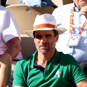 Nolwenn Leroy et son compagnon Arnaud Clément - Célébrités dans les tribunes des Internationaux de France de tennis de Roland Garros 2024 à Paris le 7 juin 2024. © Jacovides-Moreau/Bestimage 