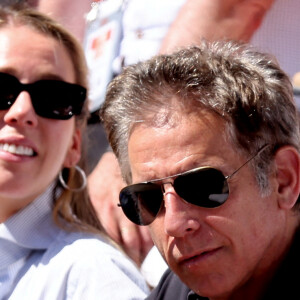 Ben Stiller avec sa femme Christine Taylor - Célébrités dans les tribunes des Internationaux de France de tennis de Roland Garros 2024 à Paris le 7 juin 2024. © Jacovides-Moreau/Bestimage 