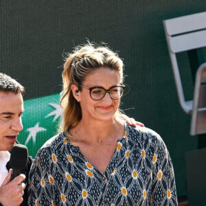 Le joueur de tennis Rafael Nadal remporte le tournoi de Roland Garros 2022 pour la quatorzième fois, le 05 juin 2022 ici avec l'équipe de commentateurs sportifs de France Télévision Justine Henin, Laurent Luyat et Mary Pierce. Photo Joly V/ANDBZ/ABACAPRESS.COM