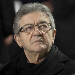 Jean-Luc Mélenchon lors de la cérémonie d'État pour l'intronisation de Missak Manouchian et de sa femme Mélinee au Panthéon à Paris le 21 février 2024. © Eliot Blondet / Pool / Bestimage