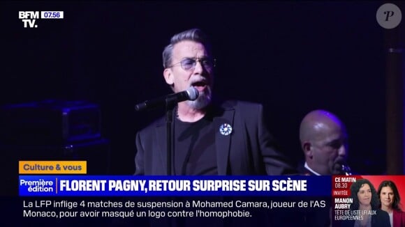 BFMTV dévoile des images de Florent Pagny sur la scène de la salle Pleyel à Paris lors d'un concert caritatif.