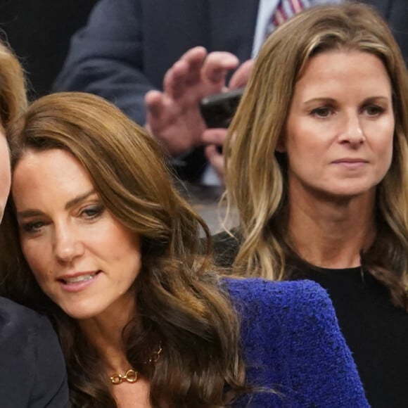 Le prince et la princesse de Galles assistent au match de mercredi soir de la National Basketball Association entre les Boston Celtics, dix-sept fois champions du monde, et le Miami Heat, au TD Garden, dans le centre de Boston, aux États-Unis. Le 30 novembre 2022. Photo par Paul Edwards/The Sun/PA Wire/ABACAPRESS.COM