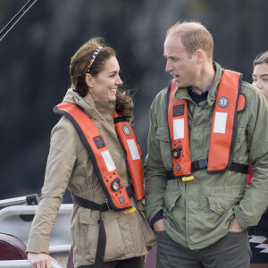 Le duc et la duchesse de Cambridge vont pêcher sur le bateau Highlander Ranger après avoir visité le Skidegate Youth Centre sur l'île de Haida Gwaii lors de la tournée royale au Canada, le 30 septembre 2016. Photo par Mark Large/Daily Mail/PA Wire/ABACAPRESS.COM