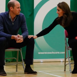 Le duc et la duchesse de Cambridge jouent à la boccia lors d'une visite à Coach Core Essex à Basildon, le 30 octobre 2018. Photo par Adrian Dennis/PA Wire/ABACAPRESS.COM