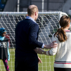 Le duc et la duchesse de Cambridge participent à une séance d'entraînement lors de leur visite à Windsor Park, à Belfast, dans le cadre de leur visite de deux jours en Irlande du Nord. Le 27 février 2019. Photo par Liam McBurney/Pa wire/ABACAPRESS.COM