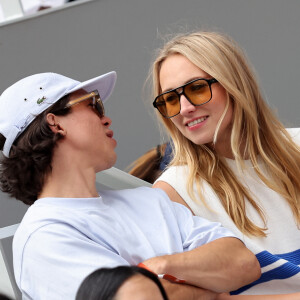 Sandor Funtek et sa compagne Chloé Jouannet dans les tribunes des Internationaux de France de tennis de Roland Garros 2024 à Paris, le 4 juin 2024. © Jacovides-Moreau/Bestimage