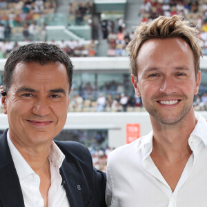 Exclusif - Laurent Luyat et Cyril Féraud - Plateau de France Télévision lors des Internationaux de France de Tennis de Roland Garros 2023 - Jour 15 à Paris le 11 Juin 2023. © Bertrand Rindoff / Bestimage  Exclusive - For Germany call for price - No Web for Belgique et SuisseFrance Television set during the 2023 Tennis French Open of Roland Garros - Day 15 in Paris, France 