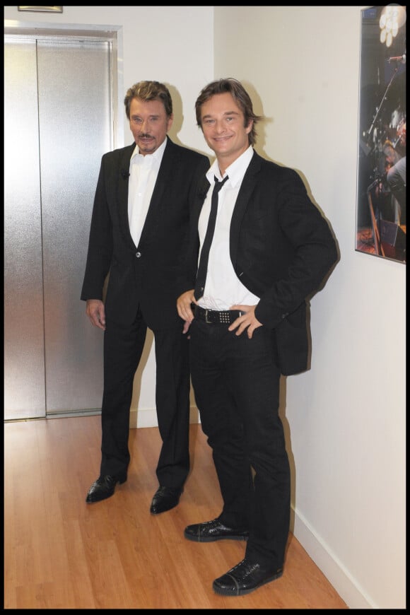 David Hallyday et Johnny Hallyday invités sur le plateau du "Grand Journal" sur Canal + en 2009