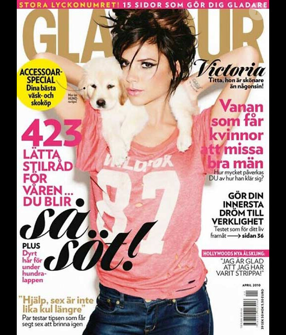 Victoria Beckham en couverture du magazine Glamour Suède du mois d'avril 2010