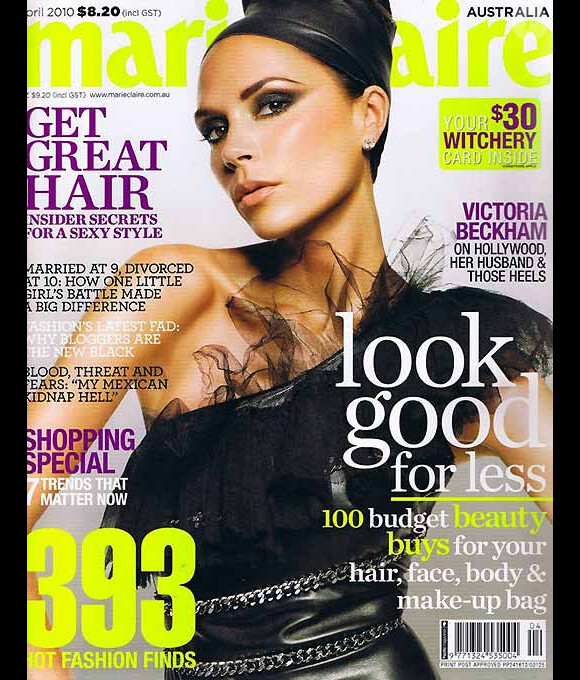 Victoria Beckham en couverture du magazine Marie-Claire Australie du mois d'avril