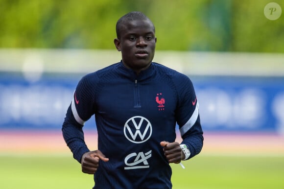 N'Golo Kanté - Entraînement de l'équipe de France au centre National du Football de Clairefontaine-en-Yvelines, France, le 31 mai 2021, dans le cadre de la préparation de l'équipe de France pour l'Euro 2020. La France a battu le Pays de Galles 3-0 le 2 juin, elle disputera un autre match amical contre la Bulgarie le 8 juin. © Federico Pestellini/Panoramic/Bestimage