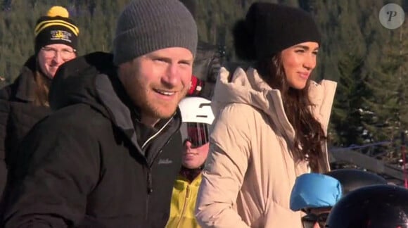 Le prince Harry, duc de Sussex, de passage à Whistler (Canada) avec Meghan Markle pour préparer les Invictus Games 2025, répond aux questions de Will Reev pour l'émission "Good Morning America", le 15 février 2024