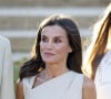 Letizia a donné naissance à Leonor en 2005 et à Sofia en 2007.
La reine Letizia d'Espagne arrivant à l'hôtel Melia Lloret de Mar pour une réception en l'honneur des lauréats du prix Princesse de Gérone (Princess of Girona awards) le 9 juillet 2024.