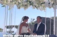 Habillée avec une robe bustier, Malika Ménard s'est unie à Karim sous un autel décoré de roses blanches avant d'aller enflammer le dancefloor avec ses invités.
Mariage de Malika Ménard, Instagram