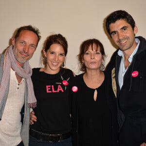Grégory Questel, Léa François, Cécilia Hornus et Ludovic Baude - Conférence de presse pour le lancement du livre "Le dessein d'ELA" chez Artemis à Paris, le 3 juin 2015.