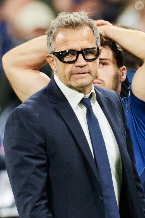 Le sélectionneur s'est montré très touché devant les caméras
 
Fabien Galthié - Coupe du Monde de Rugby France 2023 - Match de quart de finale "France-Afrique du Sud (28-29)" au Stade de France à Saint-Denis le 15 octobre 2023. © © Moreau-Jacovides/Bestimage