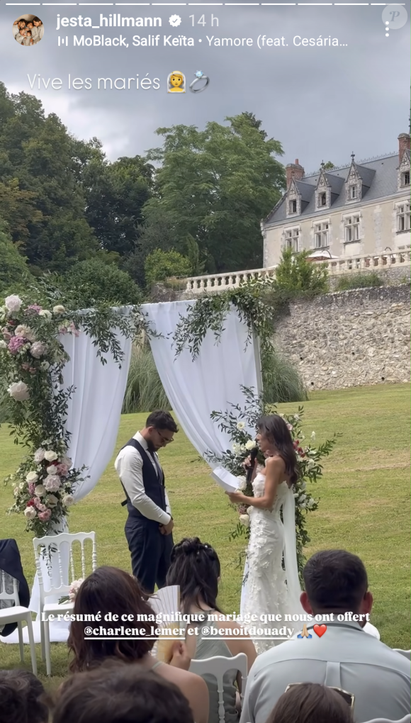 Charlène et Benoit pendant leur mariage, le 20 juillet 2024