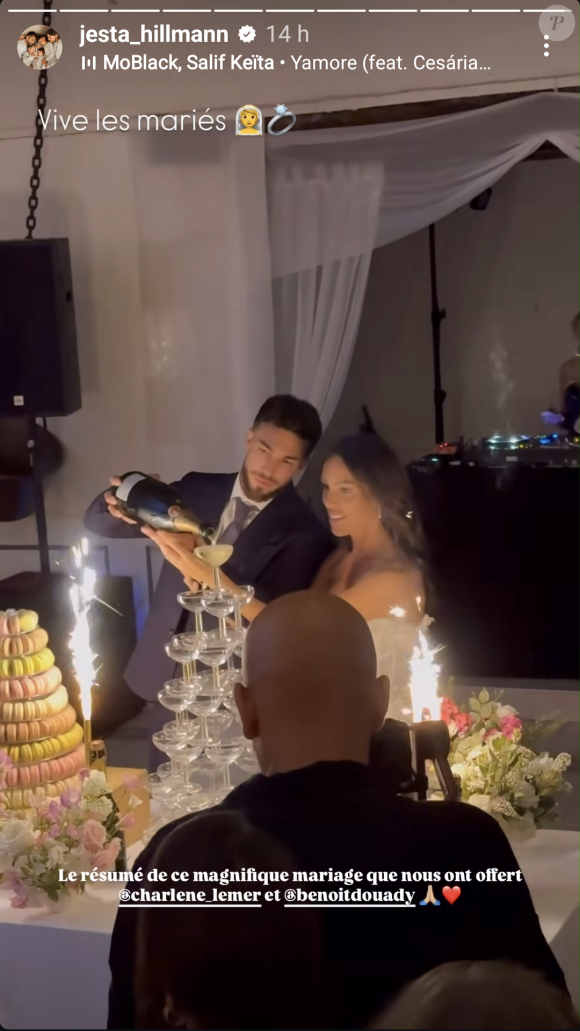 Après ces sacrements, tous les convives ont pu profiter des festivités jusqu'au bout de la nuit.
Charlène et Benoit pendant leur mariage, le 20 juillet 2024