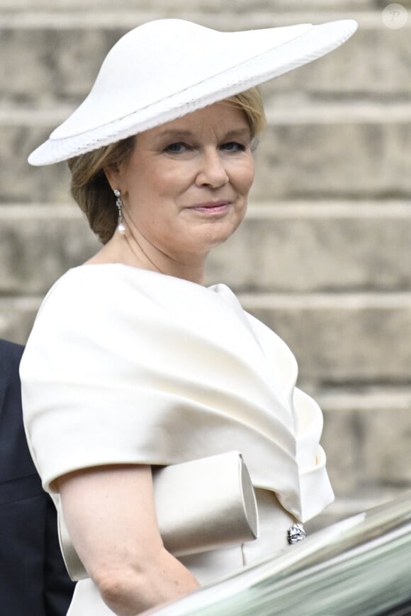 La reine Mathilde de Belgique lors de la Fête nationale en la cathédrale Saint-Michel-et-Gudule à Bruxelles, le 21 juillet 2024