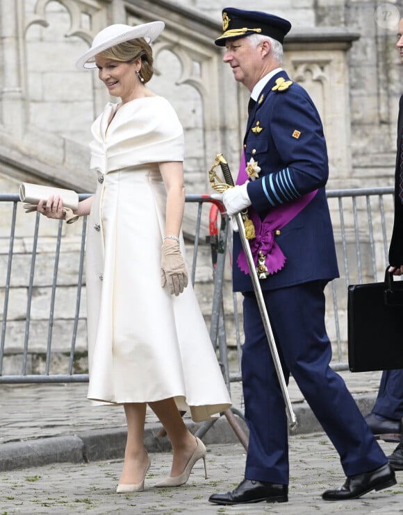 Le roi Philippe et la reine Mathilde de Belgique lors de la Fête nationale en la cathédrale Saint-Michel-et-Gudule à Bruxelles, le 21 juillet 2024