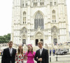 La princesse Élisabeth, duchesse de Brabant, 22 ans, le prince Gabriel, 20 ans, le prince Emmanuel, 18 ans, et la princesse Éléonore, 16 ans, étaient également présents
La princesse Elisabeth, le prince Emmanuel, la princesse Eléonore et le prince Gabriel devant la cathédrale Saint-Michel-et-Gudule à Bruxelles, le 21 juillet 2024