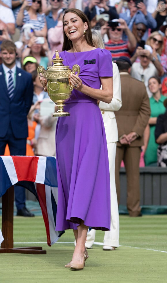 La princesse Catherine de Galles lors de la finale Hommes du tournoi de tennis de Wimbledon. Le 14 juillet 2024