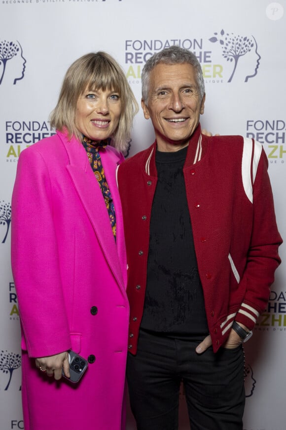 Nagui et sa femme Mélanie Page au photocall du concert du gala des 20 ans de la fondation Recherche Alzheimer "2 générations chantent pour la 3ème" à l'Olympia à Paris le 18 mars 2024. © Cyril Moreau / Bestimage 