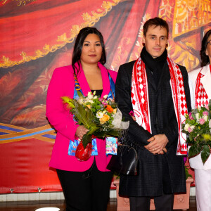 La princesse Stéphanie de Monaco, Camille Gottlieb, Louis Ducruet et sa femme Marie Chevallier lors de l'ouverture du 46ème Festival International du Cirque de Monte-Carlo, le 19 janvier 2024. © Claudia Albuquerque/Bestimage 