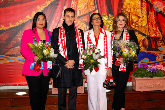 La princesse Stéphanie de Monaco, Camille Gottlieb, Louis Ducruet et sa femme Marie Chevallier lors de l'ouverture du 46ème Festival International du Cirque de Monte-Carlo, le 19 janvier 2024. © Claudia Albuquerque/Bestimage 