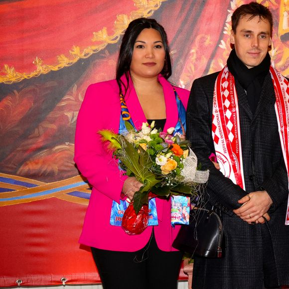 La princesse Stéphanie de Monaco, Camille Gottlieb, Louis Ducruet et sa femme Marie Chevallier lors de l'ouverture du 46ème Festival International du Cirque de Monte-Carlo, le 19 janvier 2024. © Claudia Albuquerque/Bestimage 