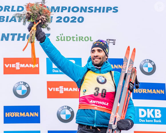 Martin Fourcade (FRA) remporte la médaille d'or sur l'épreuve du 20km individuel messieurs aux Championnats du monde de Biathlon 2020 à Antholz Anterselva, le 19 février 2020. © Imago / Panoramic / Bestimage