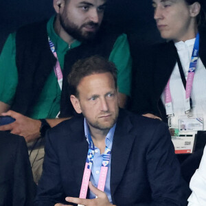 Brent John Nowicki, Anne Hidalgo - Célébrités assistent à la victoire de Léon Marchand qui devient champion Olympique sur 400 m 4 nages lors des Jeux Olympiques de Paris 2024 (JO) à Paris La Defense Arena à Nanterre le 28 juillet 2024. © Dominique Jacovides-Pierre Perusseau/Bestimage 