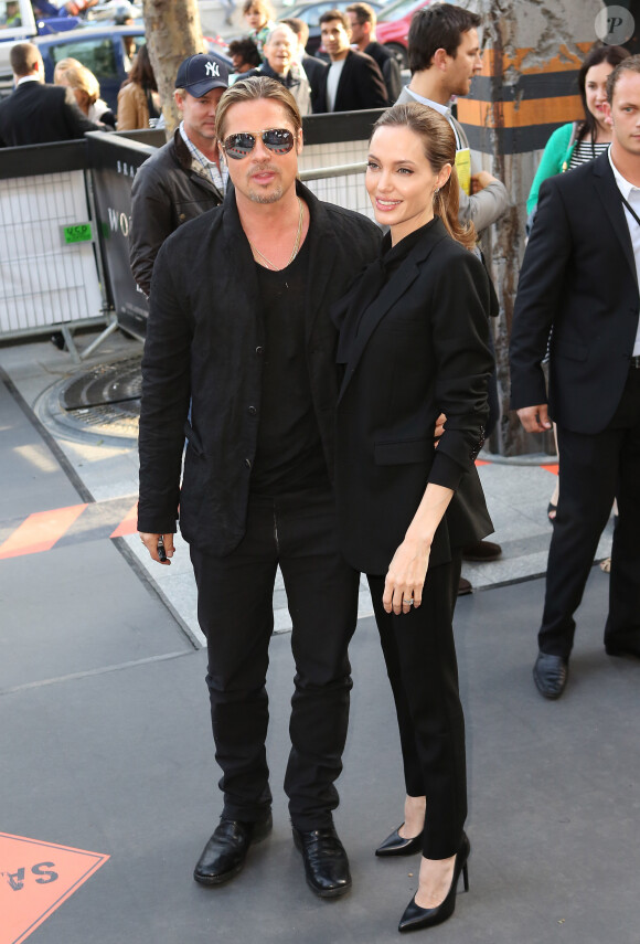 Brad Pitt et Angelina Jolie a l'arrivee pour l'avant-premiere du film "World War Z" a Paris le 03/06/2013 