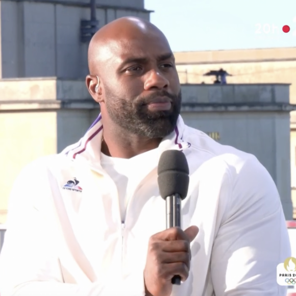 Laurent Delahousse pendant le JT de 20h sur France 2 avec Teddy Riner.