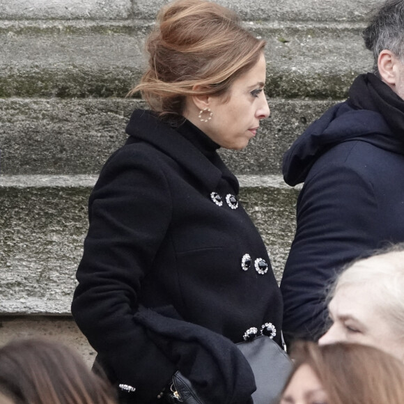 Léa Salamé et Raphaël Glucksmann assistent aux obsèques de Sébastien Demorand au dôme du crématorium du cimetière du Père-Lachaise à Paris, le 31 janvier 2020. ABACAPRESS.COM