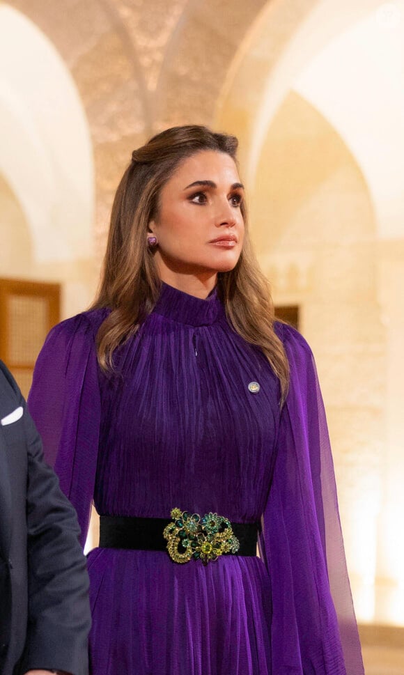 La reine Rania de Jordanie - Banquet d'état à Amman en l'honneur de la visite du couple royal suédois en Jordanie le 15 novembre 2022. 