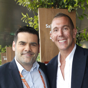 Exclusif - Matthieu Lartot et Imanol Harinordoquy (joueur de rugby) - Plateau de France Télévision lors des Internationaux de France de Tennis de Roland Garros 2024 - Jour 2 à Paris le 27 Mai 2024. © Bertrand Rindoff / Bestimage