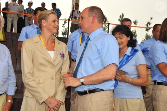 S.A.S. le Prince Albert II de Monaco et Charlene Wittstock arrivent au village olympique avant le début des XXIXe Jeux Olympiques le 8 août, à Pékin, Chine, le 7 août 2008. Photo Gouhier-Hahn-Nebinger/Cameleon/ABACAPRESS.COM