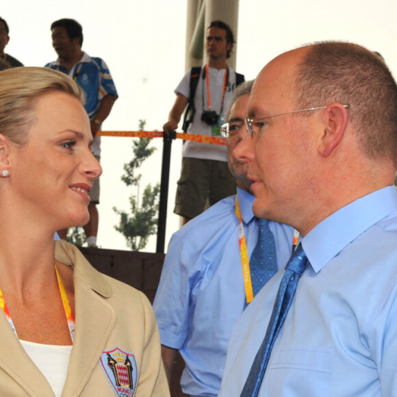 S.A.S. le Prince Albert II de Monaco et Charlene Wittstock arrivent au village olympique avant le début des XXIXe Jeux Olympiques le 8 août, à Pékin, Chine, le 7 août 2008. Photo Gouhier-Hahn-Nebinger/Cameleon/ABACAPRESS.COM